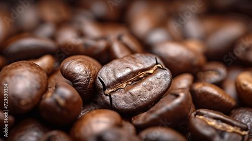 Close-up View of Dark Fresh Roasted Coffee Beans