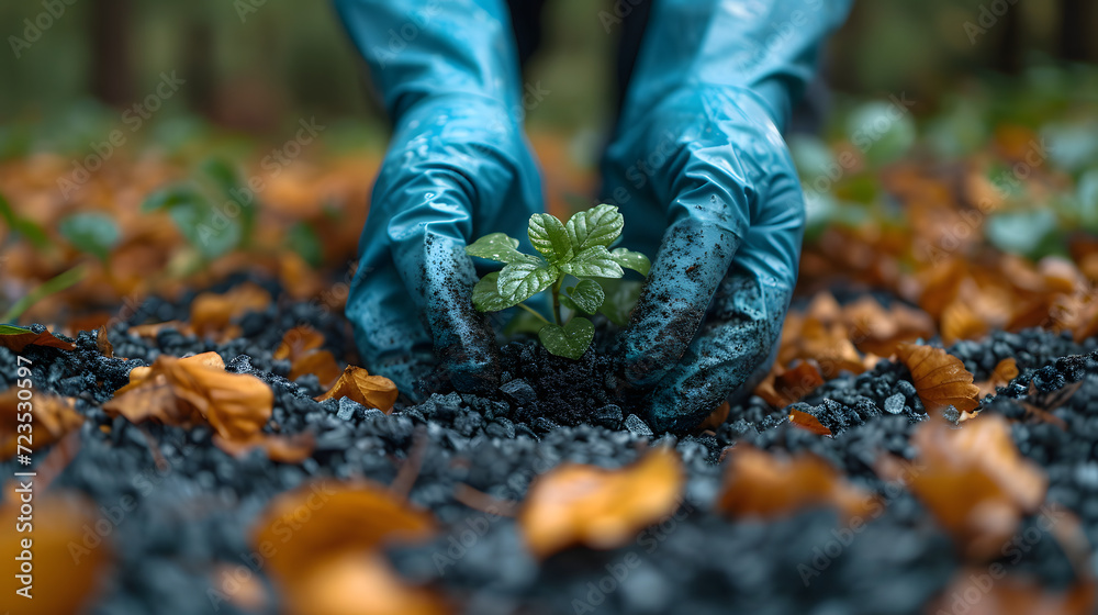 Fototapeta premium A volunteer group cleaning up litter in natural or urban environments