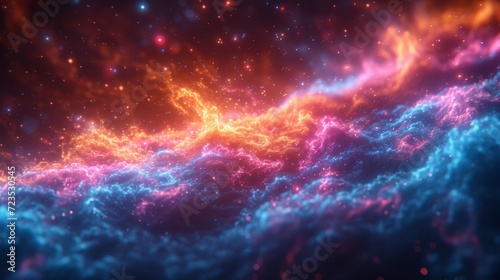 Incredibly beautiful galaxy in outer space. Nebula night starry sky in rainbow colors.