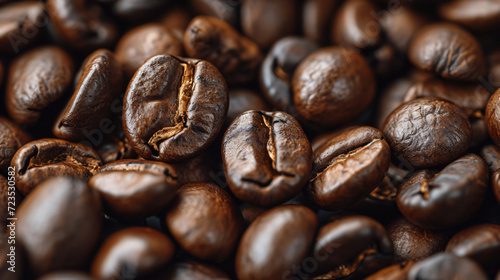 Close-up View of Dark Fresh Roasted Coffee Beans