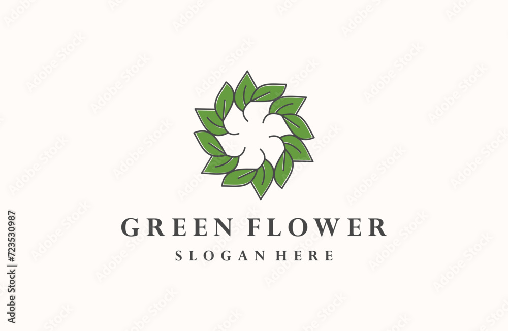 Green flower nature logo design Green flower nature logo design