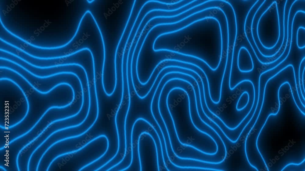 Abstract Neon lines swirl on a black isolated background loop/ 4k animation of an abstract wallpaper technology background, Seamless loop pattern of blue transporting lines