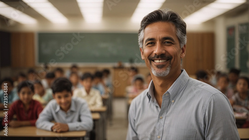 photograph of a teacher, very happy and hopeful