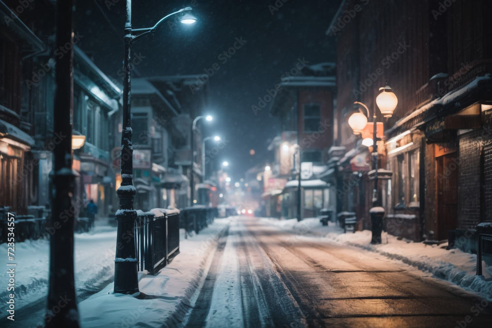 Obraz premium snow street at night