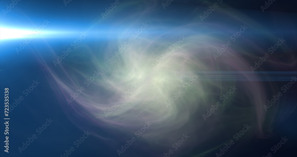 Green energy cosmic dust and wave lines futuristic magical glowing bright. Abstract background