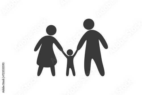 A warm family happily walks hand in hand isolated on a white background. Vector illustration flat design style