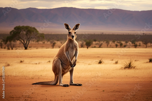 kangaroo on a hot field background