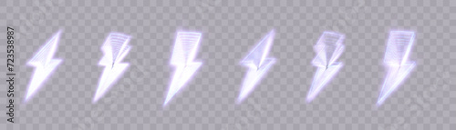 Glowing thunder lightning sign, electric discharge. Glowing icon. Neon lightning flash icon. Vector