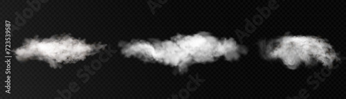 Smoke effect. Realistic vector fog effect and transparent magic fog. White steam, border of creeping smoke. Mockup of cloudy and growing smog. Vector 10 ep. photo