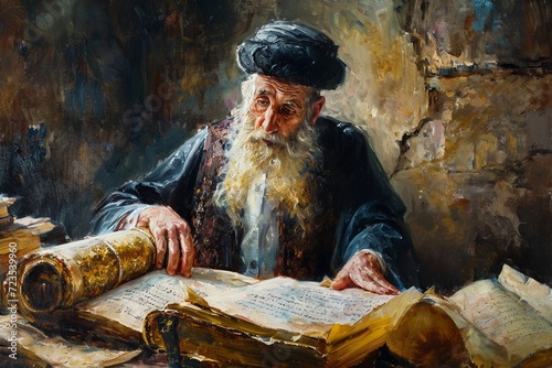 Sacred Scrolls of Judaism: Exploring the Rich Tradition of Rabbi and Torah photo