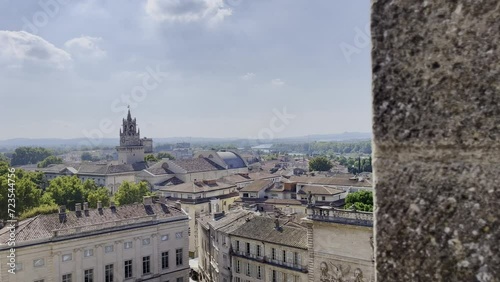 View over the city of Avignon in France, French roofs with church Avinon photo