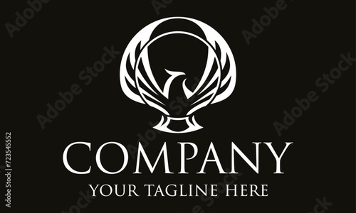 Black and White Color Luxury Phoenix Logo Design