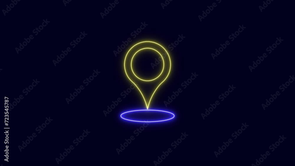 location of the GPS map. map pin bouncing isolated on black background video 4k. gps marker marker.