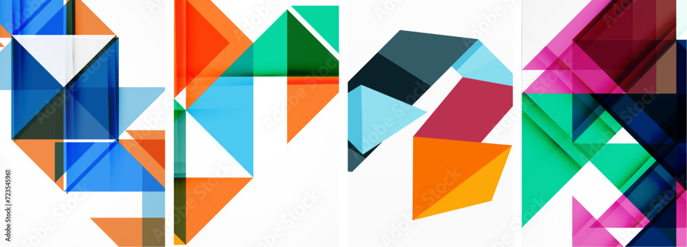 Triangle poster geometric background set Triangle poster geometric background set