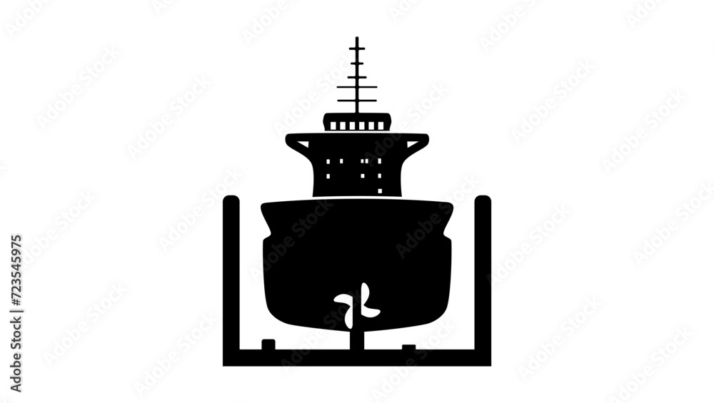 Obraz premium ship in dry, black isolated silhouette