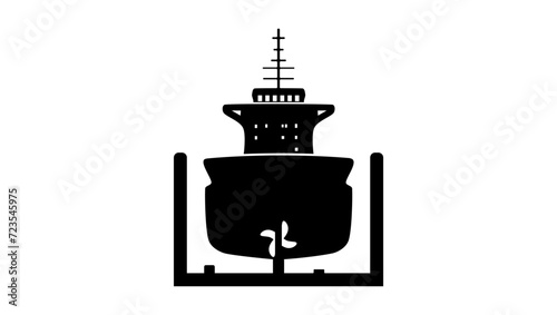 ship in dry, black isolated silhouette