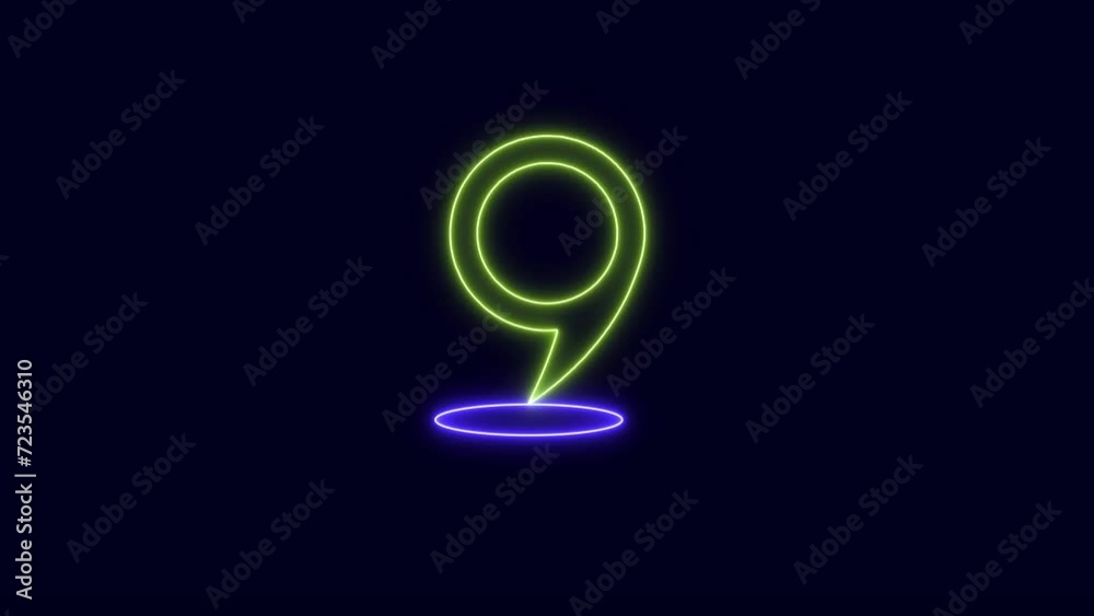 Location pin pointer icon isolated on black background. GPS location pointer animated and locator icon Location pin pointer icon isolated on black background. GPS location pointer animated and locator icon
