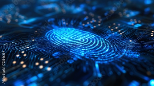 Fingerprint Scanner Enhancing Transaction Security and Cybersecurity Fingerprint scanning technology ensures robust security measures, safeguarding transactions and bolstering cybersecurity protocols photo