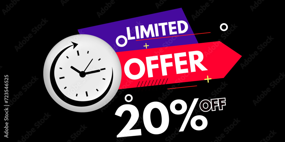 Fototapeta premium 20% off discount for Limited time offer. Advertising and Marketing banner