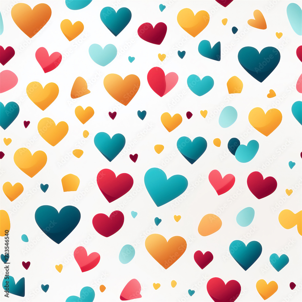 Seamless pattern : A Joyful Medley of Hearts in Warm Hues
