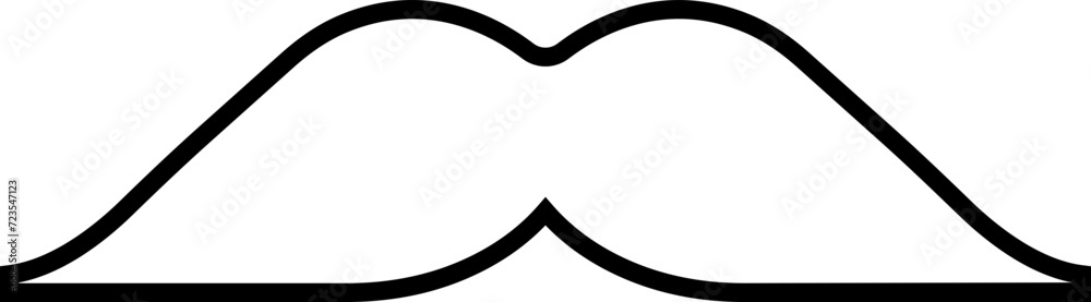 Moustache vector icon. Whisker icon. Black Line silhouette of adult man moustache. Symbol of Fathers day editable stock. Barber symbol on transparent background for Website page and mobile app design.