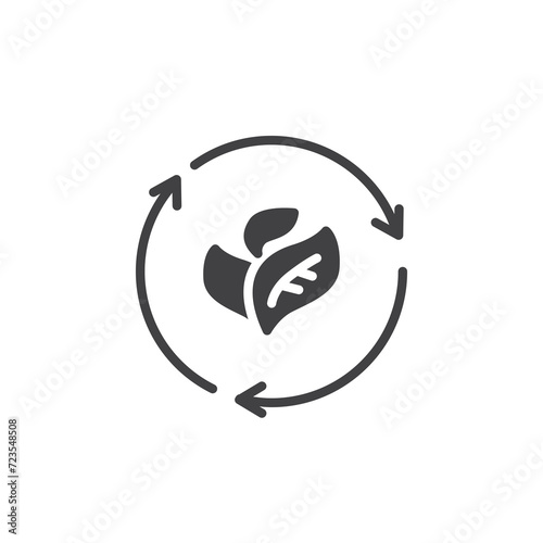 Recycle arrows and leaf vector icon