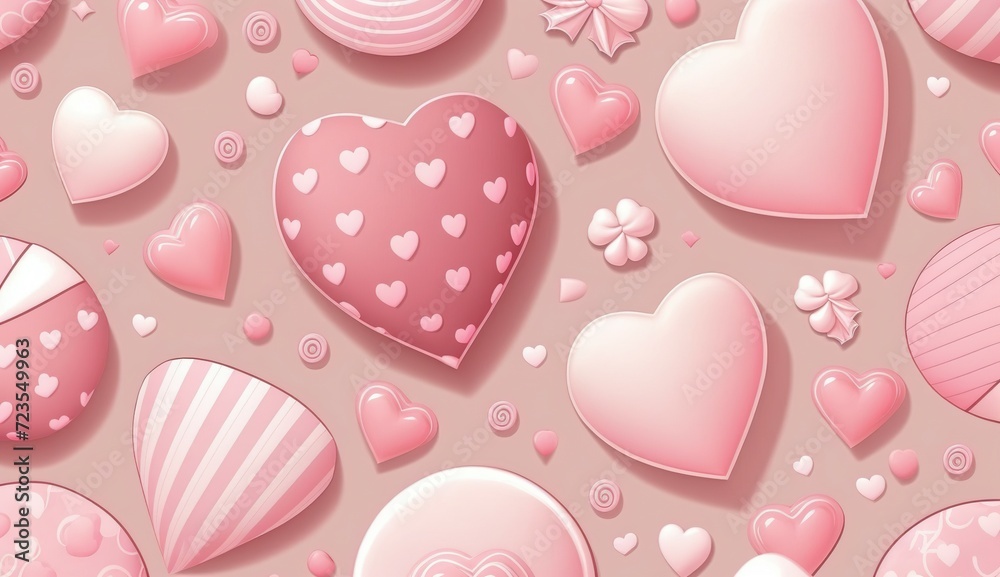 sweet and cute illustration of lots of pink hearts and bows candy background sweet and cute illustration of lots of pink hearts and bows candy background
