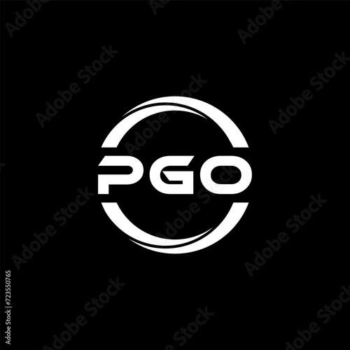 PGO letter logo design with black background in illustrator, cube logo, vector logo, modern alphabet font overlap style. calligraphy designs for logo, Poster, Invitation, etc.