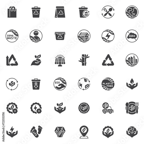 Zero waste vector icons set