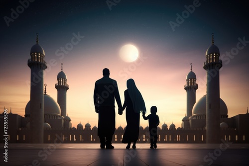 A Family Praying at a Mosque