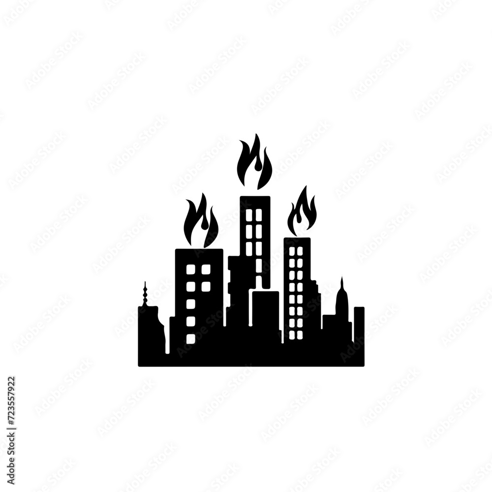 Cityscape with flames
