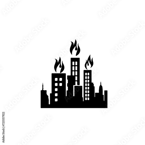 Cityscape with flames