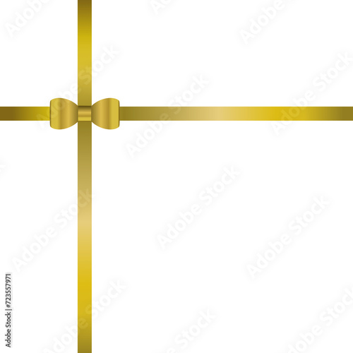 yellow golden gold satin ribbon bow cross isolated