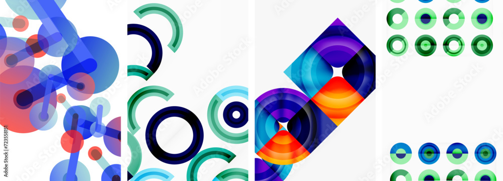 Circles and rings geometric backgrounds. Posters for wallpaper, business card, cover, poster, banner, brochure, header, website Circles and rings geometric backgrounds. Posters for wallpaper, business card, cover, poster, banner, brochure, header, website