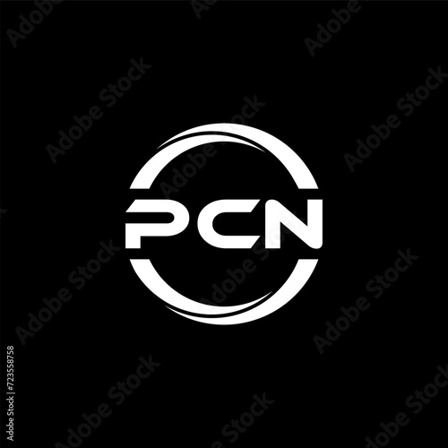 PCN letter logo design with black background in illustrator, cube logo, vector logo, modern alphabet font overlap style. calligraphy designs for logo, Poster, Invitation, etc.