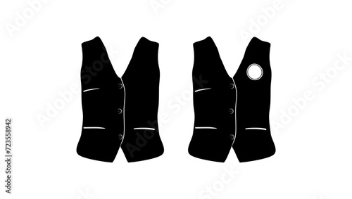 waistcoat symbol,  black isolated silhouette