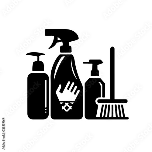 Monochrome cleaning supplies
