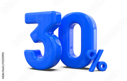 30 percent off discount sale off in blue 3D