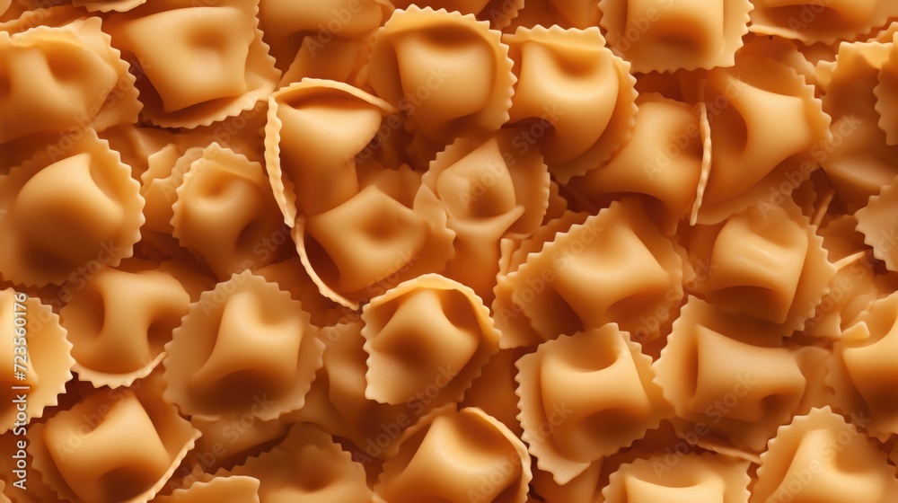 Ravioli pasta seamless pattern, closeup food repeated background Ravioli pasta seamless pattern, closeup food repeated background