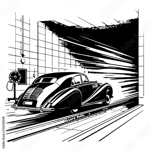 Vintage car in tunnel