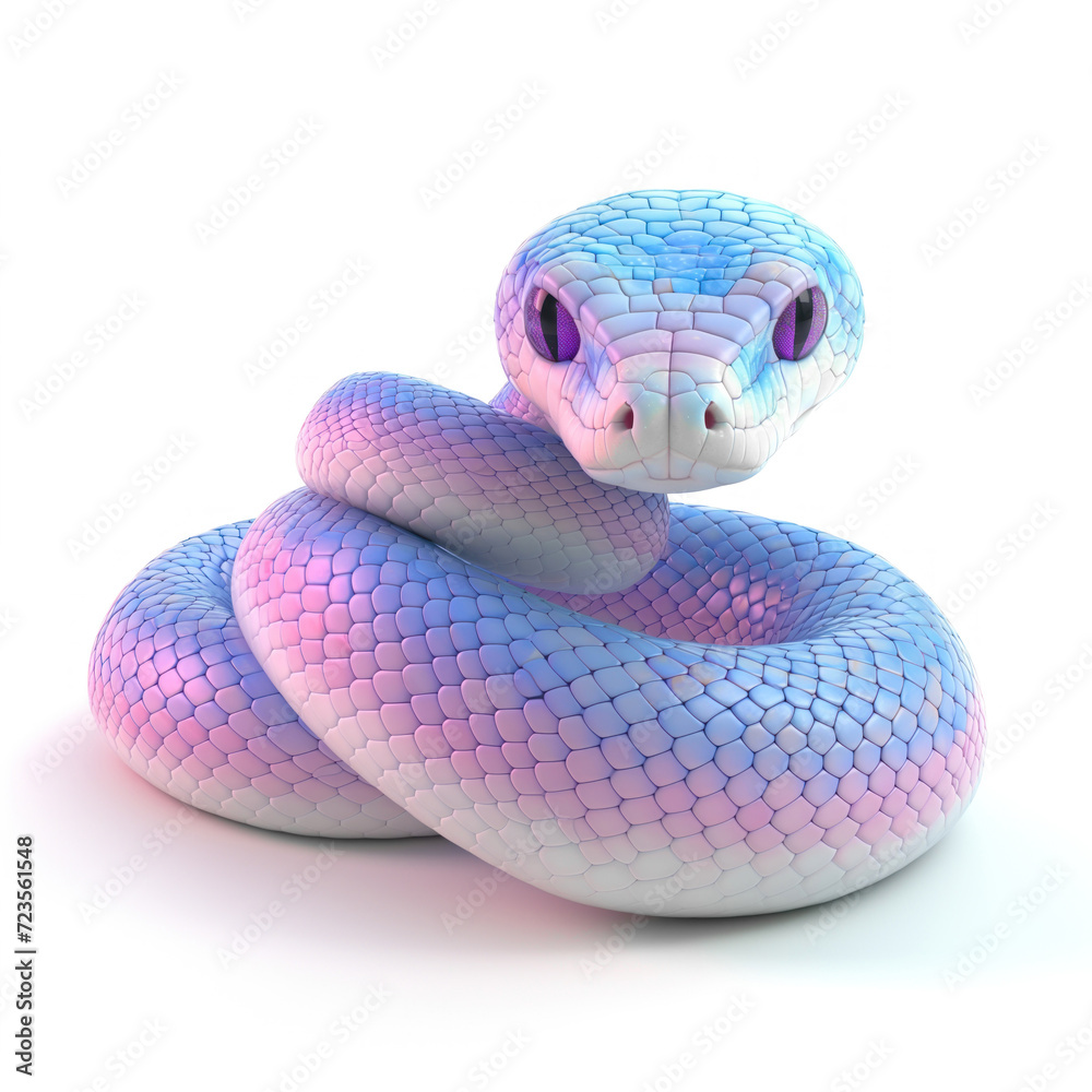 Fototapeta premium Cute 3d snake isolated on the white background