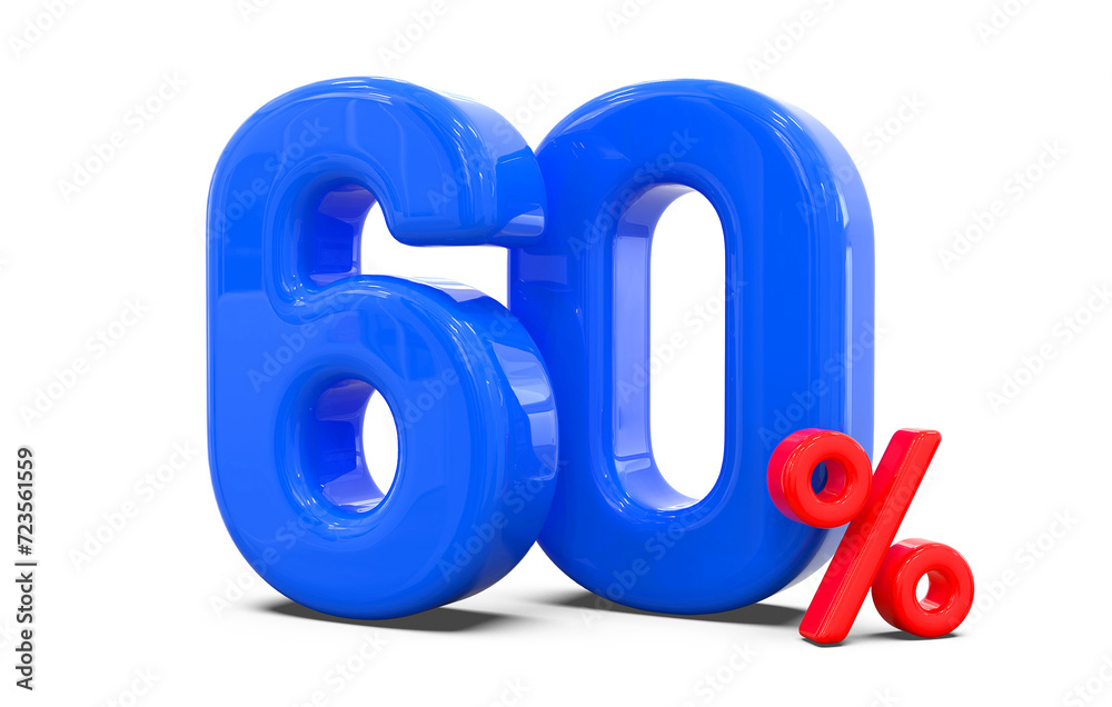 60 percent off discount sale off in blue 3D