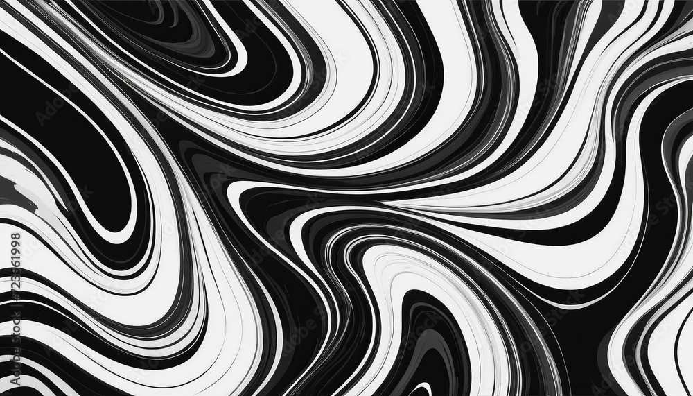 Fototapeta premium Black and White Marbled Paper Vector - Modern Flat Style