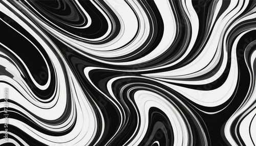 Black and White Marbled Paper Vector - Modern Flat Style