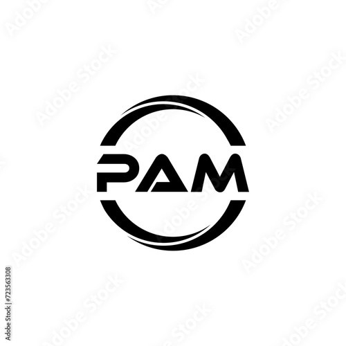 PAM letter logo design with white background in illustrator, cube logo, vector logo, modern alphabet font overlap style. calligraphy designs for logo, Poster, Invitation, etc.