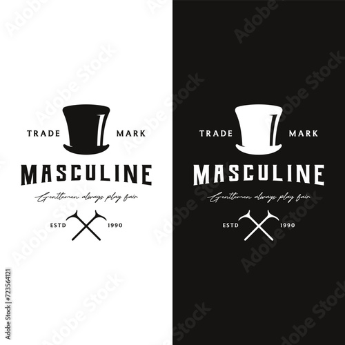 Vintage style masculine gentlemen logo template design.Logo for labels, clothing and men.