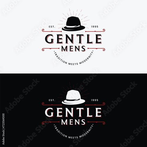 Vintage style masculine gentlemen logo template design.Logo for labels, clothing and men.
