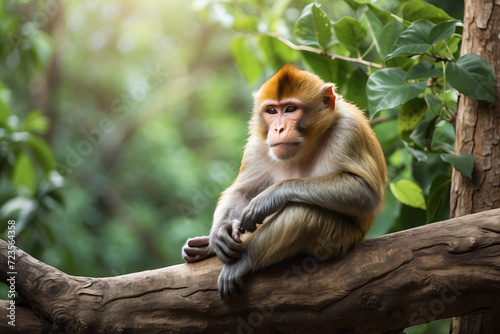 the monkey fell asleep on a tree branch