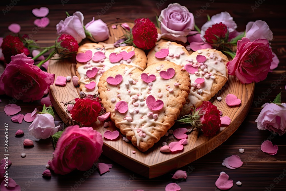Roses and Heart-Shaped Cookies