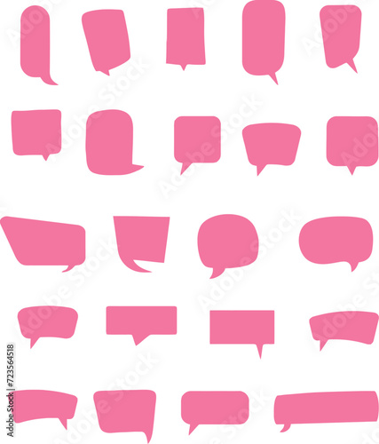 set of Speech bubbles for talk, dialogue, decoration. Vector illustration. purple colour